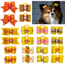 10pcs/lot Hand-made Small Hair Bows For Dog Rubber Band Cat Boutique Gro... - $7.99