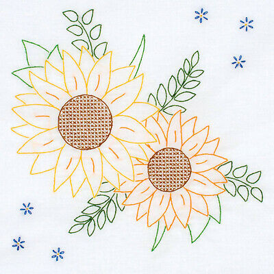 Jack Dempsey Needle Art Golden Sunflowers 18 Inch Quilt Blocks - $14.64