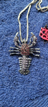 New Betsey Johnson Necklace Lobster Pinkish Rhinestone Beach Maine Decorative - $14.99