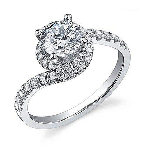 Elegant Touch 1.00 Ct Round Cut Diamond 14K White Gold Plated Women's Engagement