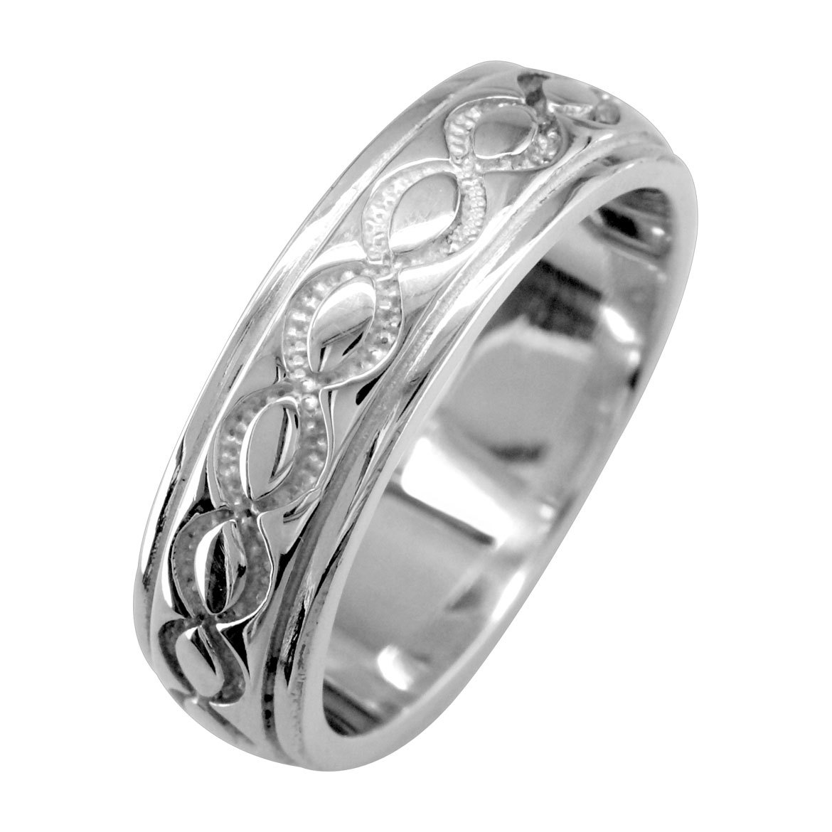 Mens or Womens Infinity Wedding Ring, 6.5mm in Sterling Silver - - Rings