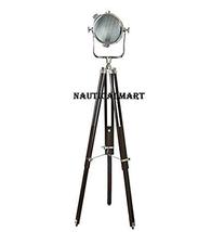 NauticalMart Modern Spotlight Searchlight With Brown Wooden Tripod Stand  image 4
