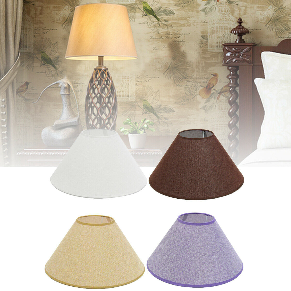 Ceiling Lamp Shade Cotton Textured Fabric PVC Linen Room Table