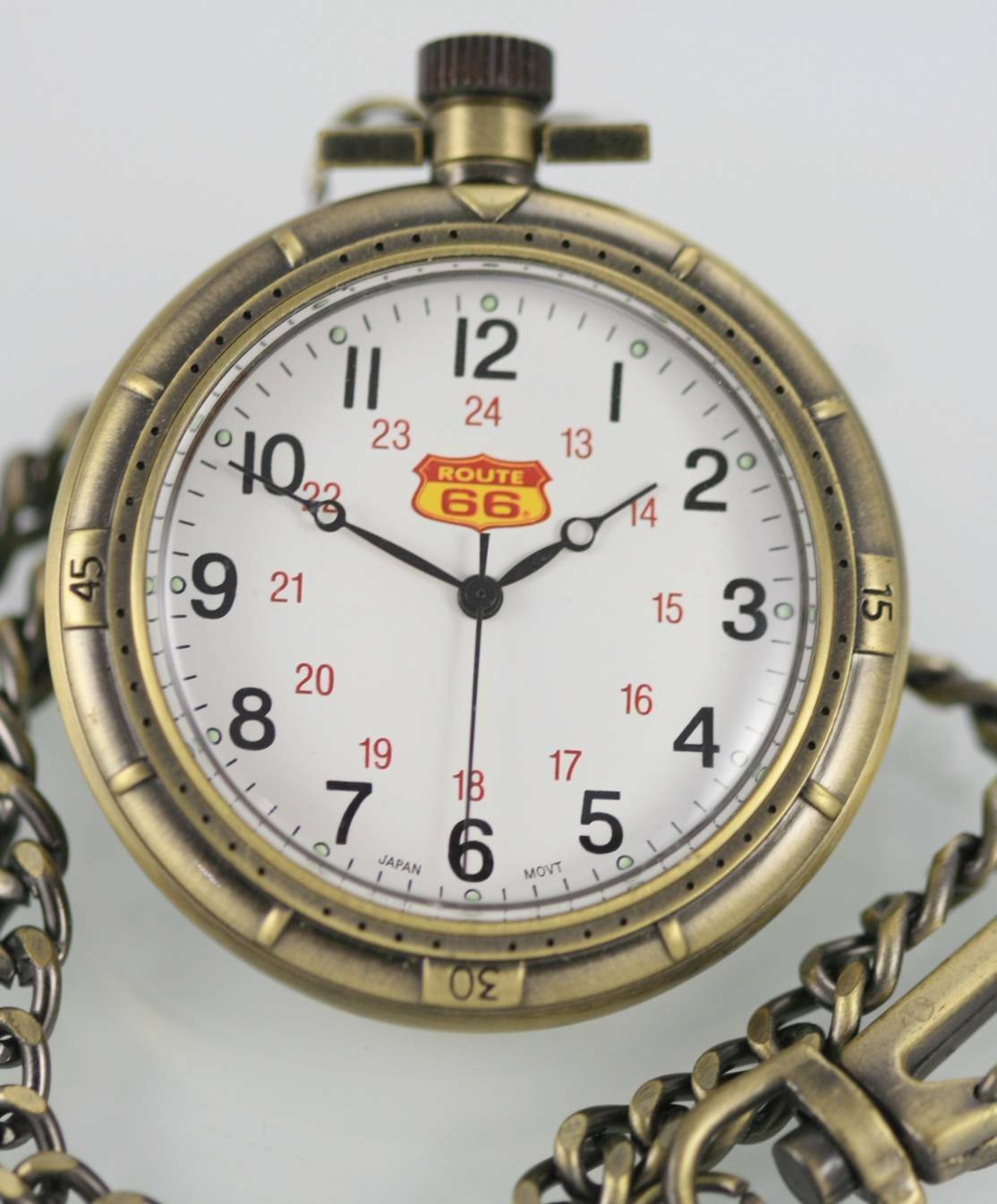 Route 66 White Mens Stainless Steel Gold 24hr Easy Read Battery Pocket