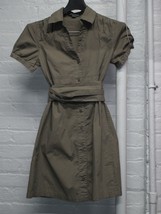 Tan Khaki Colored Women&#39;s Summer Belted Shirt Dress Medium Size - $19.79