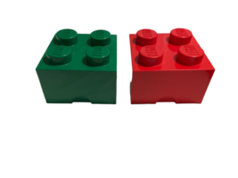 Large Green Red Lot 2 Lego Stackable Storage Organizer Brick Box Container Bin image 6