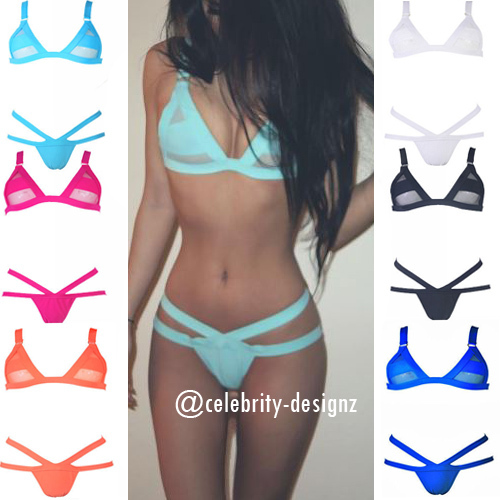 Image of sw Celeb Style Sexy Minimale Bandage Triangle Wireless Mini Bikini Swimwear