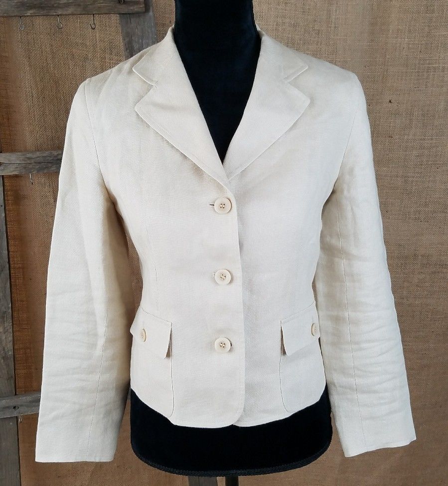 Talbots Petites women's 2 blazer jacket 100 Irish linen office dress