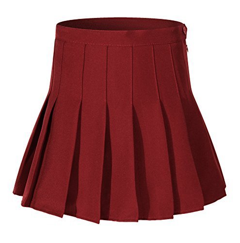 Women Short Mini Pleated versatile Tennis Sports Skirts (Wine red)