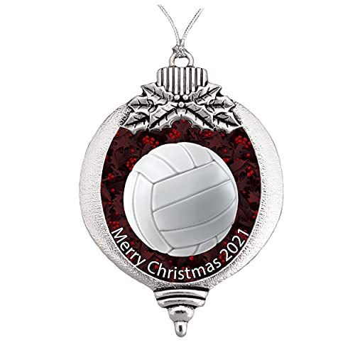 Volleyball Red Background Merry Christmas Ornament Gift Choose Snowman Snowflake