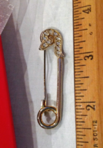 2.5&quot; Christmas Holiday Brooch Safety Pin Brooch Sleigh Goldtone White Rh... - $2.80