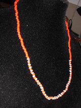 VTG Un-named Artist Made Glass Art Bead Red & Light Blue Necklace - $5.94