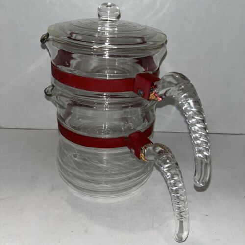 McKee Rangetec Glasbake 40s Pyrex glass double boiler red 31U