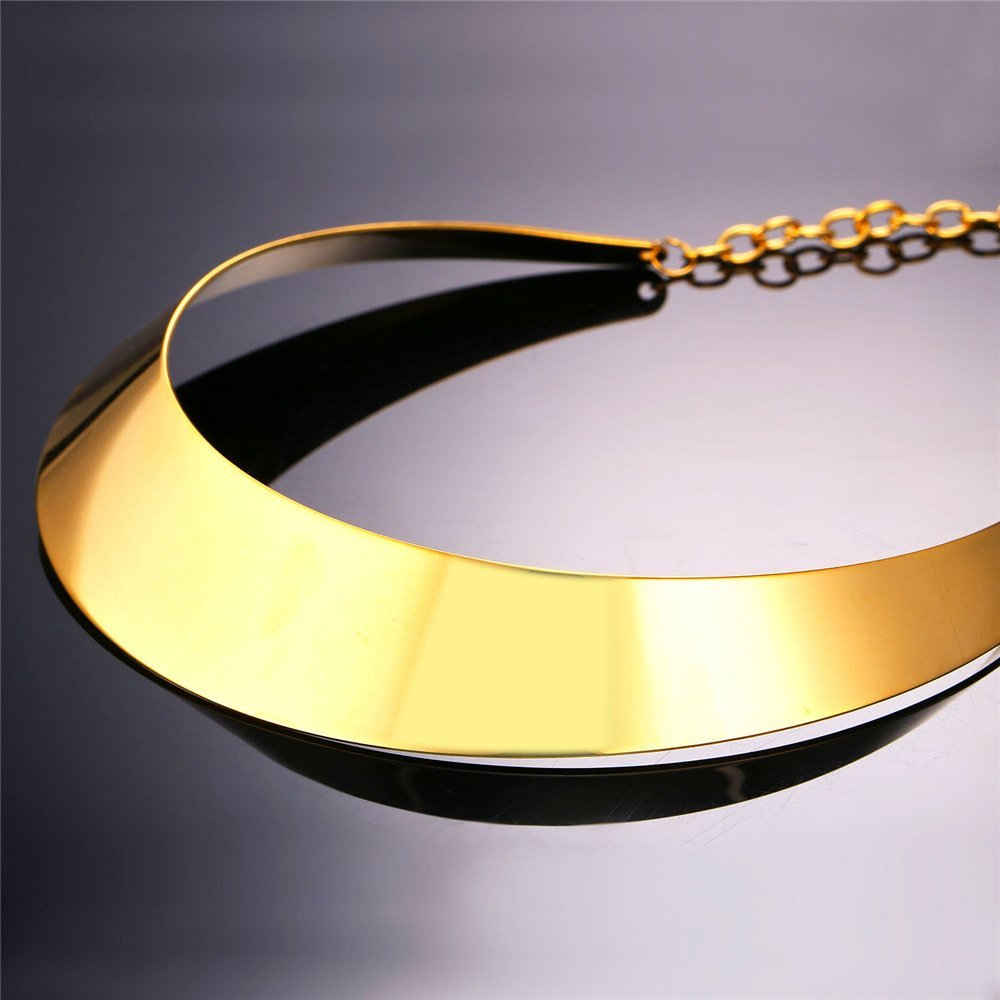 U7 Simple Style Women Torque Necklace 18k Gold Plated Choker Bib