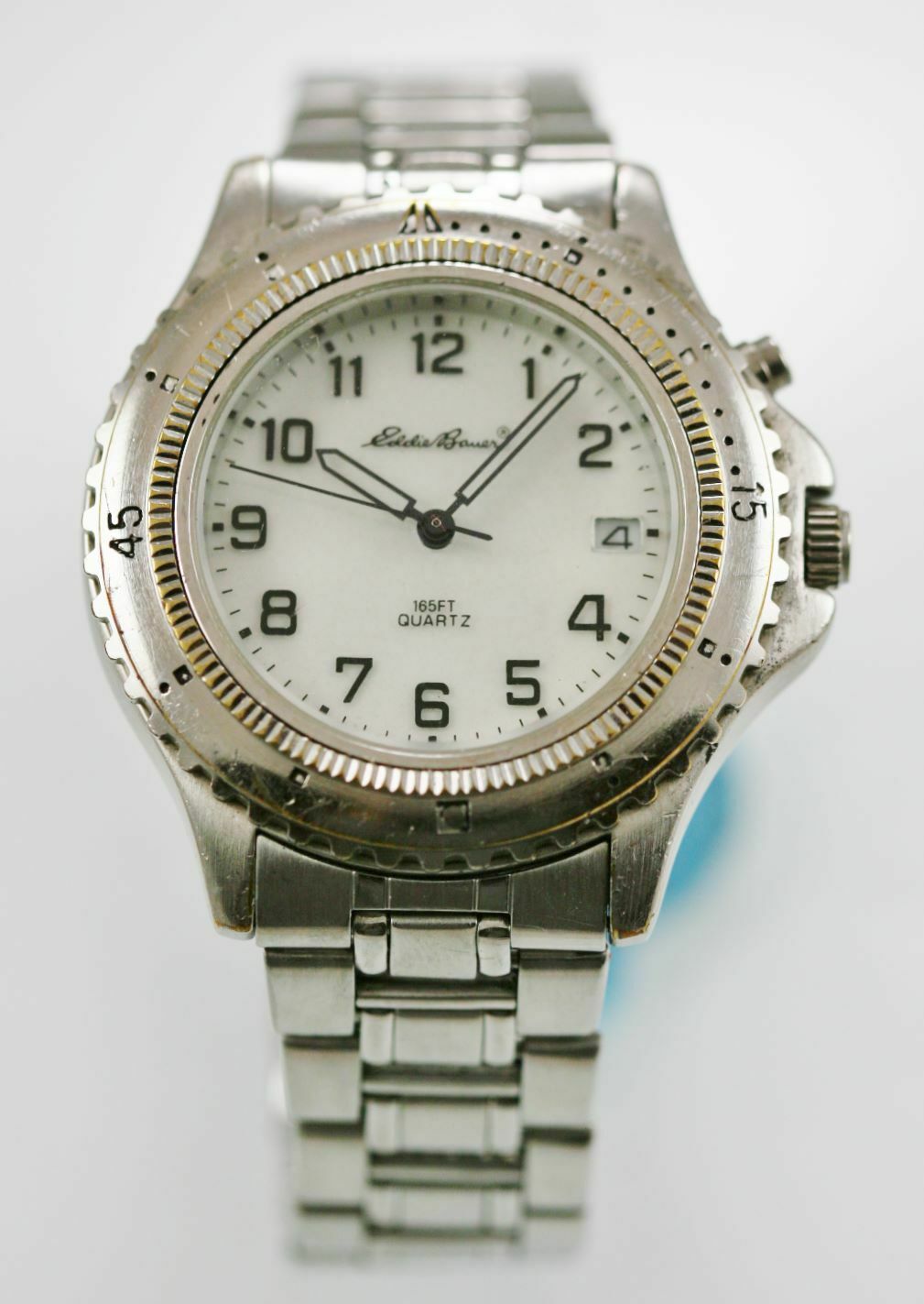 Eddie Bauer Watch Mens Light Date Stainless Silver Gold 50m