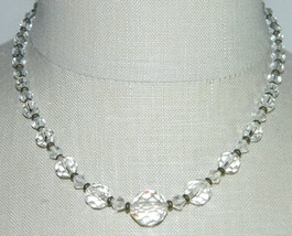 VTG Dual Tone Faceted Clear Cut Crystal Beaded Art Deco Choker Necklace B - $49.50