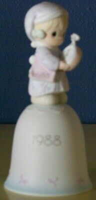 1988 Time To Wish You A Merry Christmas Precious Moments Bell 115304 - $9.75