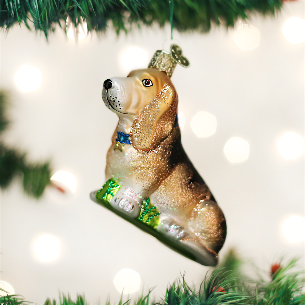 Primary image for OLD WORLD CHRISTMAS BASSET HOUND FLOPPY EARS DOG CHRISTMAS ORNAMENT 12473