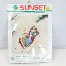 Sunset Patchwork Angel Counted Cross Stitch on Waste Canvas Kit 18348 9"x9" - $8.81