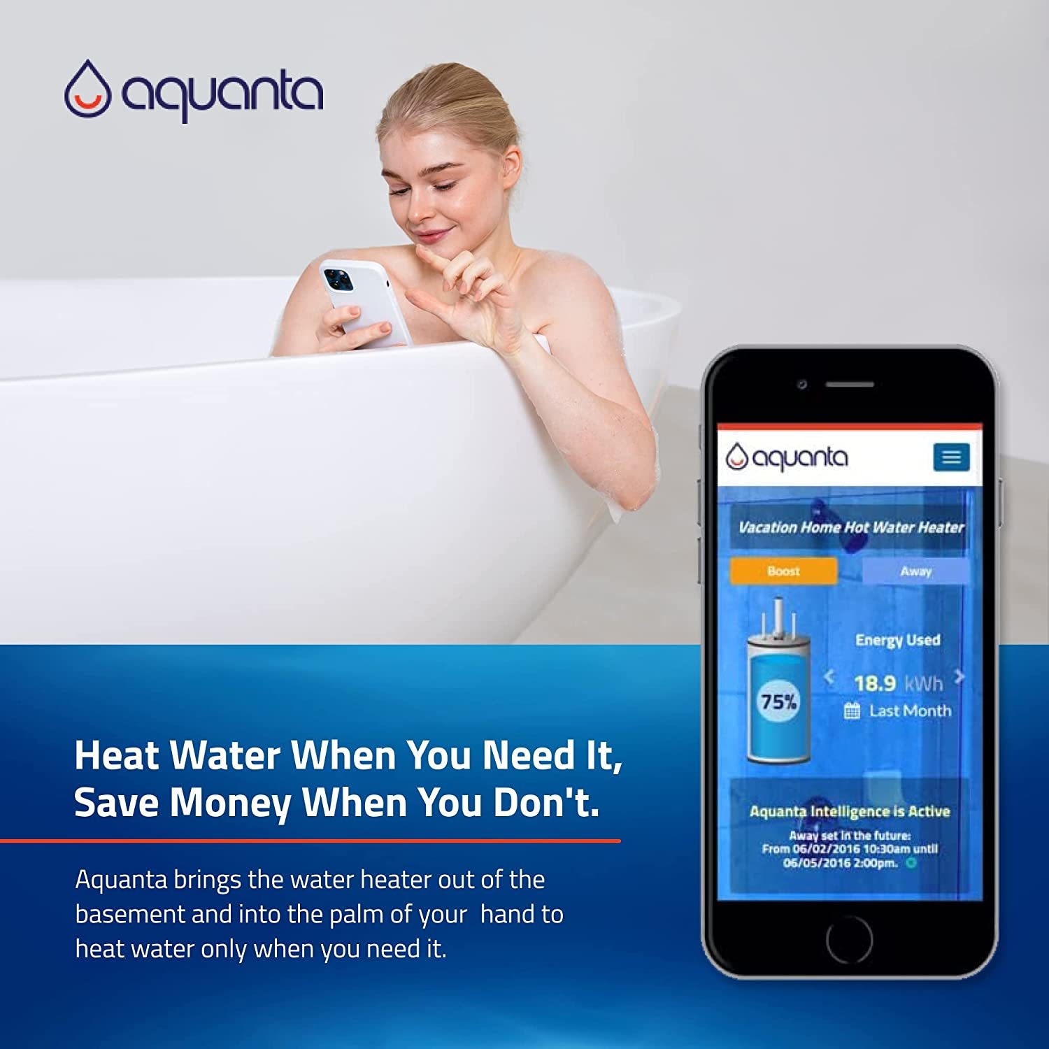 Aquanta Digital Water Heater Timer, Wifi Smart Water Heater Controller