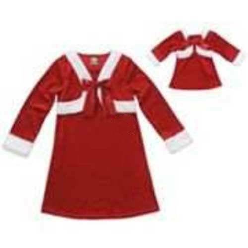 Primary image for Girls Christmas Dress & Doll Dress Dollie & Me Red Santa Velvet Toddler-size 4T