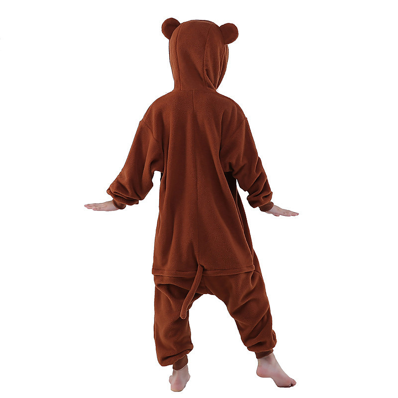 Kid's Kigurumi Pajamas Monkey Onesie Pajamas Polar Fleece Brown Cosplay 