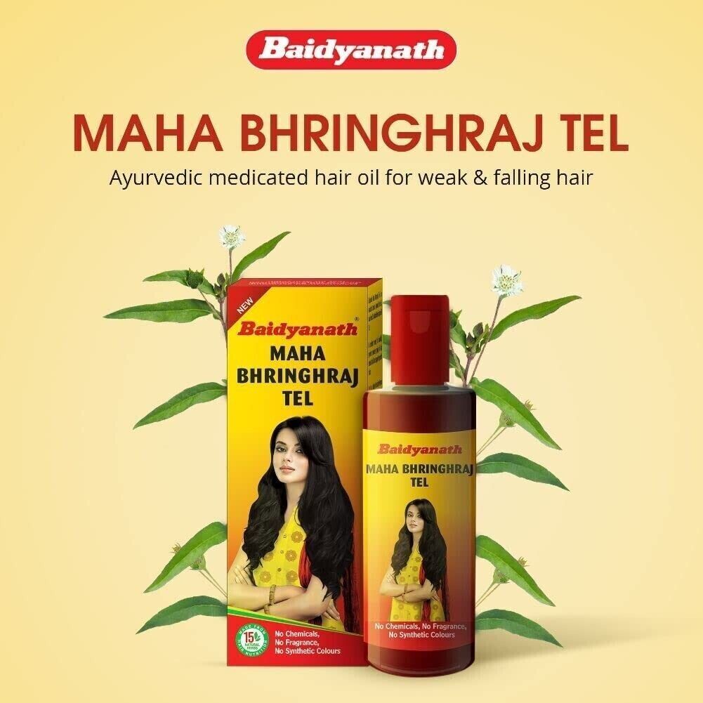 Baidyanath Mahabhringraj Tel Ayurvedic Hair Oil, No Added Chemicals