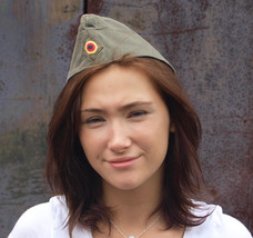 Vintage German army moleskin side cap military hat olive khaki forage ga... - $6.00