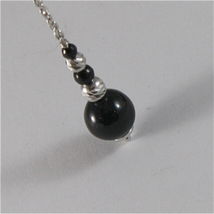 925 SILVER NECKLACE WITH 8 MM ROUND ONYX AND FACETED BALLS image 5