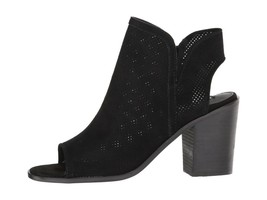 Steve Madden MAXINE Black Suede Women's Perforated Open Toe Chunky Heel Booties - $98.95