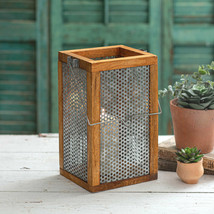 Rustic Candle Lantern in wood and metal - $42.00