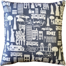 New York City Cotton Print Throw Pillow 17x17, Complete with Pillow Insert - $26.20