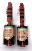 2 Ct Conair Classic Wood Straighten &amp; Add Shine Boar Bristles Round Hair... - $27.99