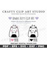 Kawaii Kitty - I Love You: SVG DXF PNG &amp; More! - $2.50
