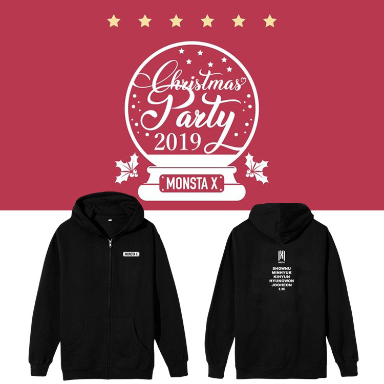 KPOP MONSTA X Christmas Party Concert Hoodie Sweater Zipper Coat Unisex
