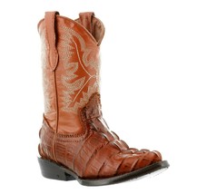 Boys Toddler Cognac Cowboy Boots Crocodile Tail Exotic Print Leather J Toe Kids - $44.99