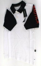 Nautica Boy's 100 White Small 8 Shirt 100% Cotton Logo Polo Short Sleeve Shirt 