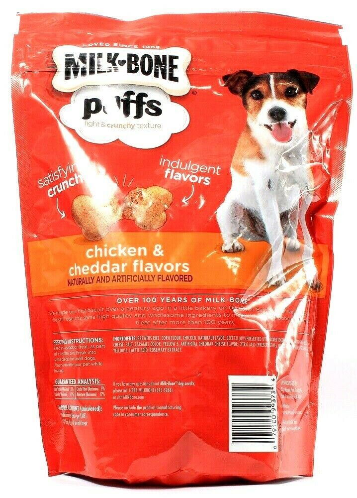 1 Count Milk Bone Puffs Chicken & Cheddar Flavor Mini Dog Treats 8oz BB 3-11-22 - Dog Chews & Treats