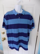 Chaps Two Tone Blue Striped Polo Shirt Size Xl Men's Euc - $16.60