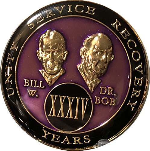 34 year AA Medallion Purple Tri-Plate Founders Bill & Bob Chip XXXIV