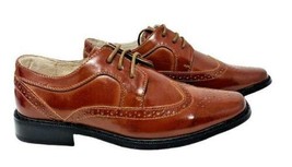 Joseph Allen Boys Wingtip Dress Shoes  Brown Leather Size 3 #JA9178 - $29.49
