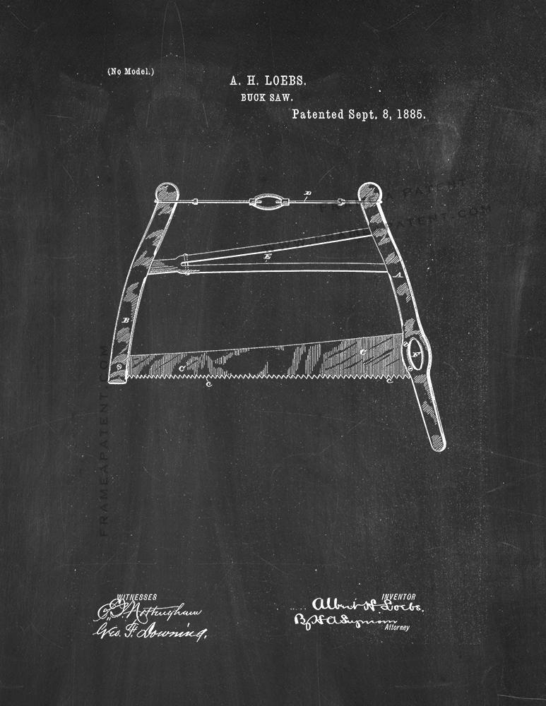 Buck Saw Patent Print - Chalkboard