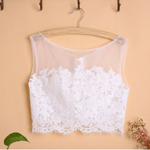 Sleeveless White Lace Crop Top Wedding Bridesmaid Lace Tops Custom Wedding Tops