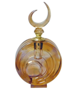 Liuli Crystal Glass Golden Yellow Brown Round Shape Moon Cover Perfume n299 - $185.00