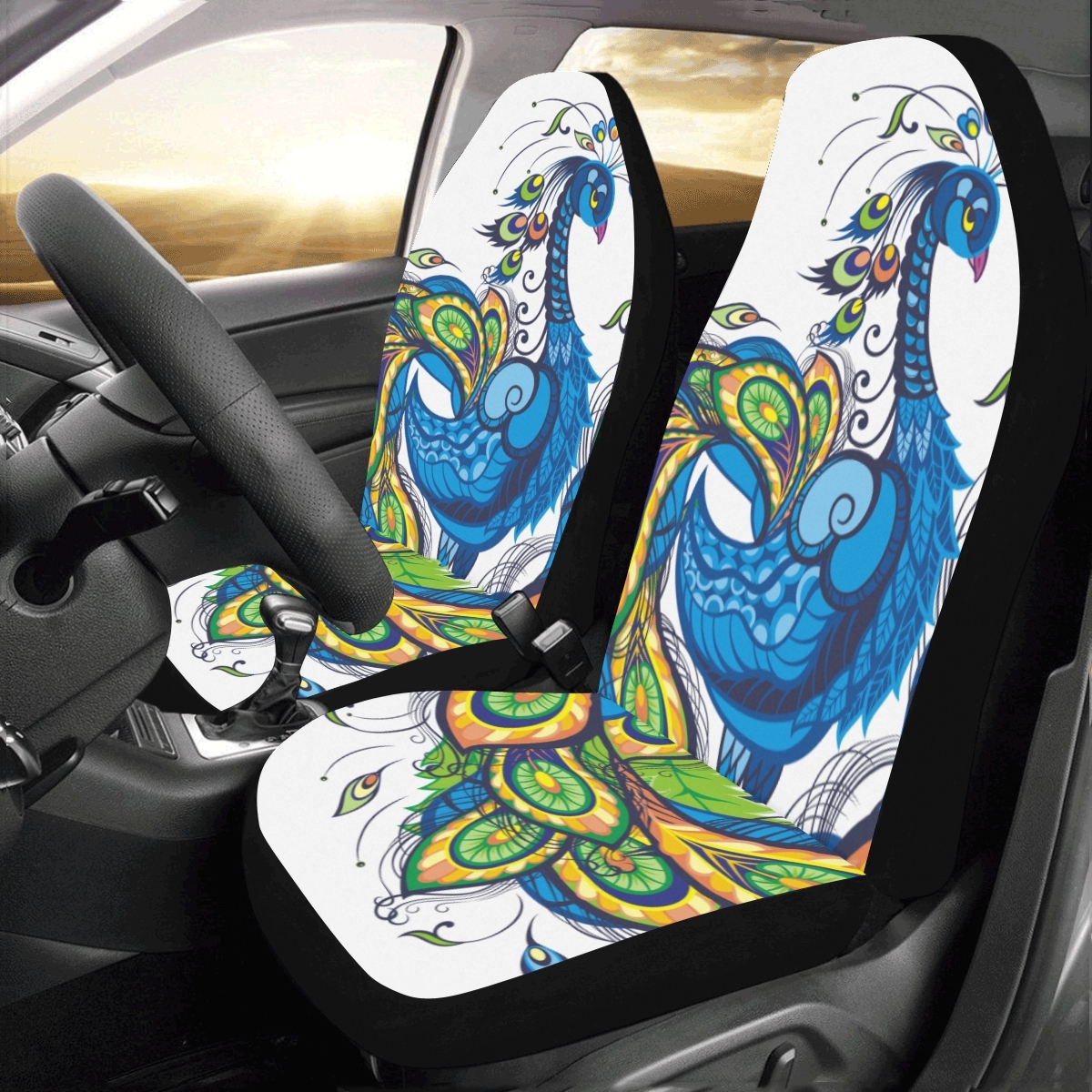 Elegant Romantic Beautiful Peacock Universal Fit Auto Drive Car Seat