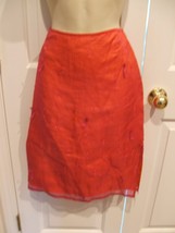 NWT $48 EXPRESS Burgundy Sheer 100% SILK Lined Embroidered Pencil Skirt Size 3/4 - $24.74