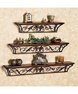 Floating Shelves Wall Mounted Set of 3 Wood &amp; Iron Wall Shelves for home... - $99.00
