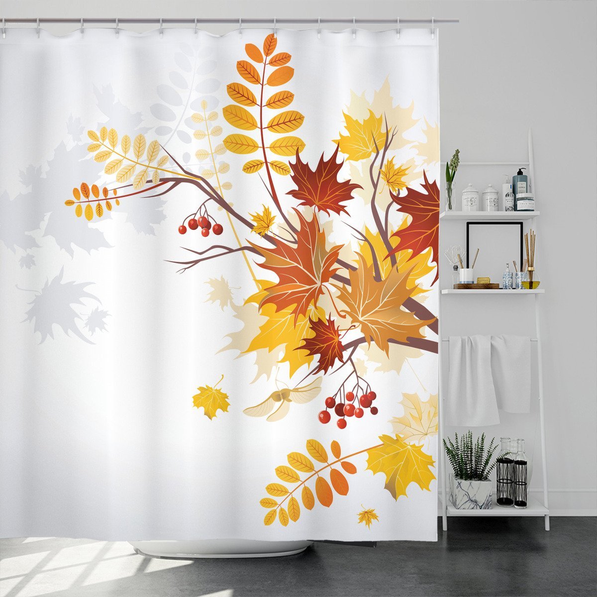 Autumn Themed Faded Leaves Shower Curtain Shower Curtains