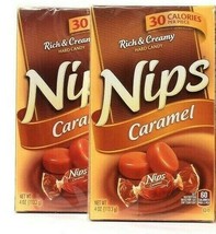 2 Boxes Nips 4 Oz Rich & Creamy Caramel Hard Candy 30 Calories Per Piece BB 9/22