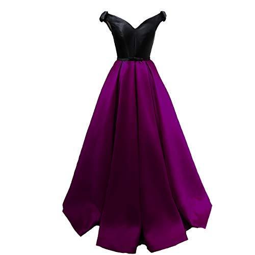 Plus Size Off The Shoulder Black Long Formal Prom Evening Dresses Purple US 22W